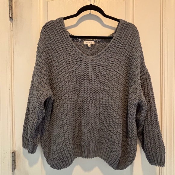 Miracle Grey V-Neck Baggy Sweater, size S/M - Picture 1 of 4